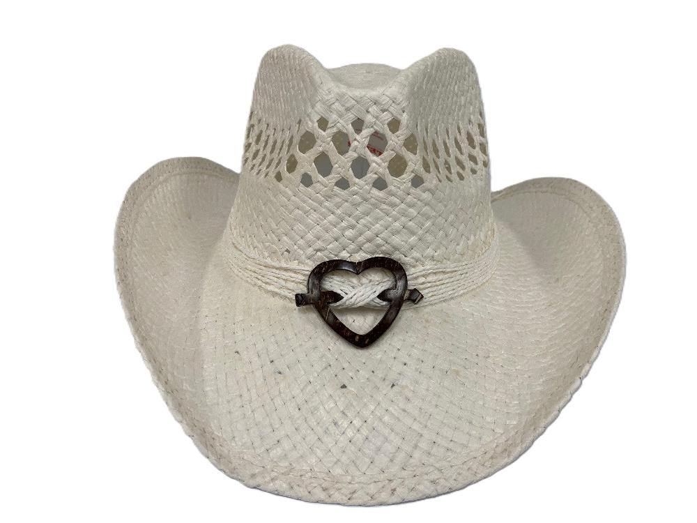 le bos Lebo's White Women's Fashion Straw Hat with Heart ZA260W