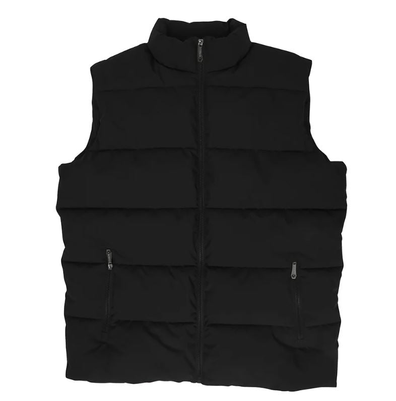 Le Bos Lee Hanton International Black Solid Full Zip Puffer Vest MV808-BLK