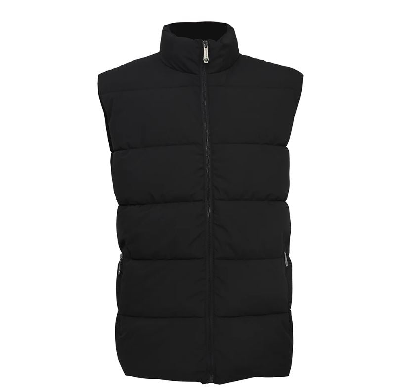 le bos Lee Hanton International Black Solid Full Zip Puffer Vest MV808-BLK
