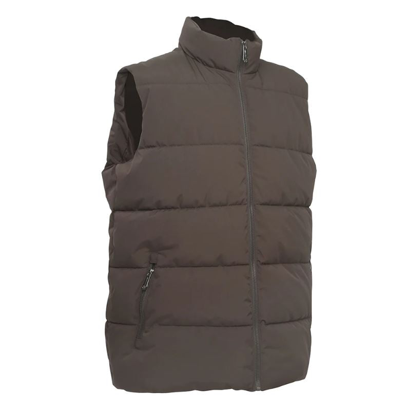 Le Bos Lee Hanton International Dark Brown Solid Full Zip Men's Puffer Vest MV808-DKBRN