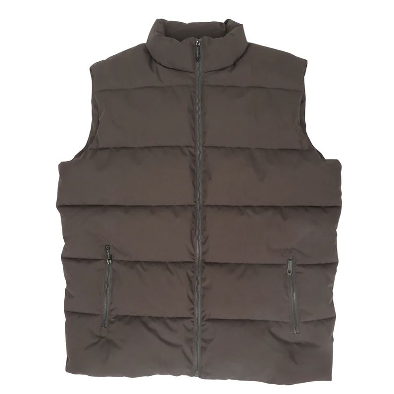 Le Bos Lee Hanton International Dark Brown Solid Full Zip Men's Puffer Vest MV808-DKBRN