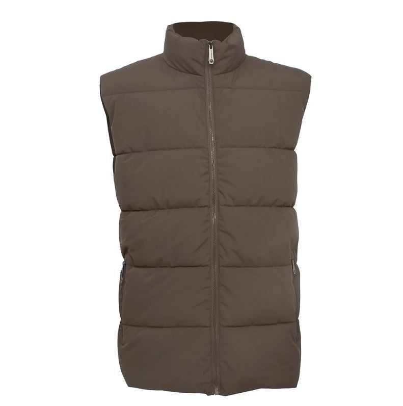 le bos Lee Hanton International Dark Brown Solid Full Zip Men's Puffer Vest MV808-DKBRN