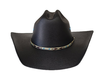 le bos Lone Star Black Skyler Canvas Kids Western Hat with Tribal Aztec Band 70001