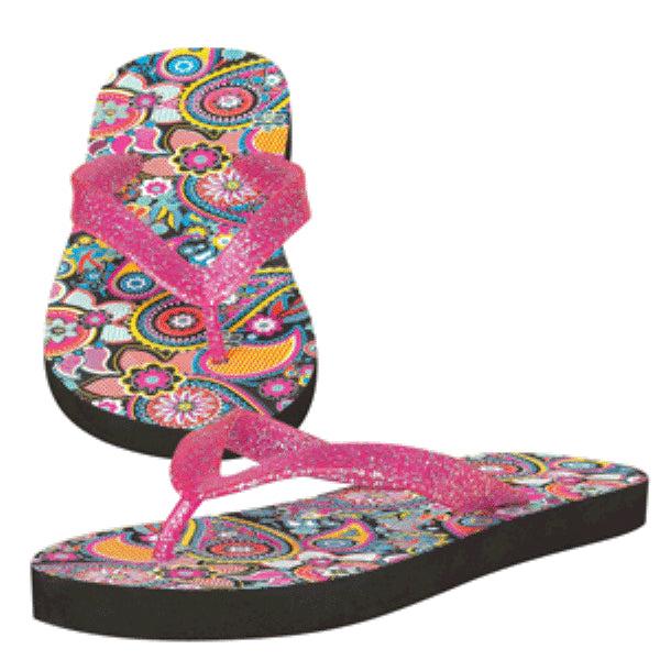le bos M and F Pink Claire Girls Floral Flip Flop 4209630