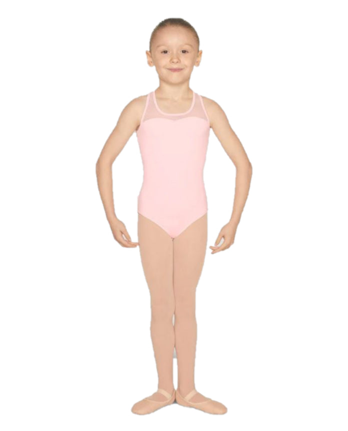 le bos Maribella Pink Childrens Sparkle Crossback Tank Leotard M452C
