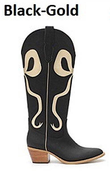 le bos MIIM Black/Gold Isadora Women's Western Boots