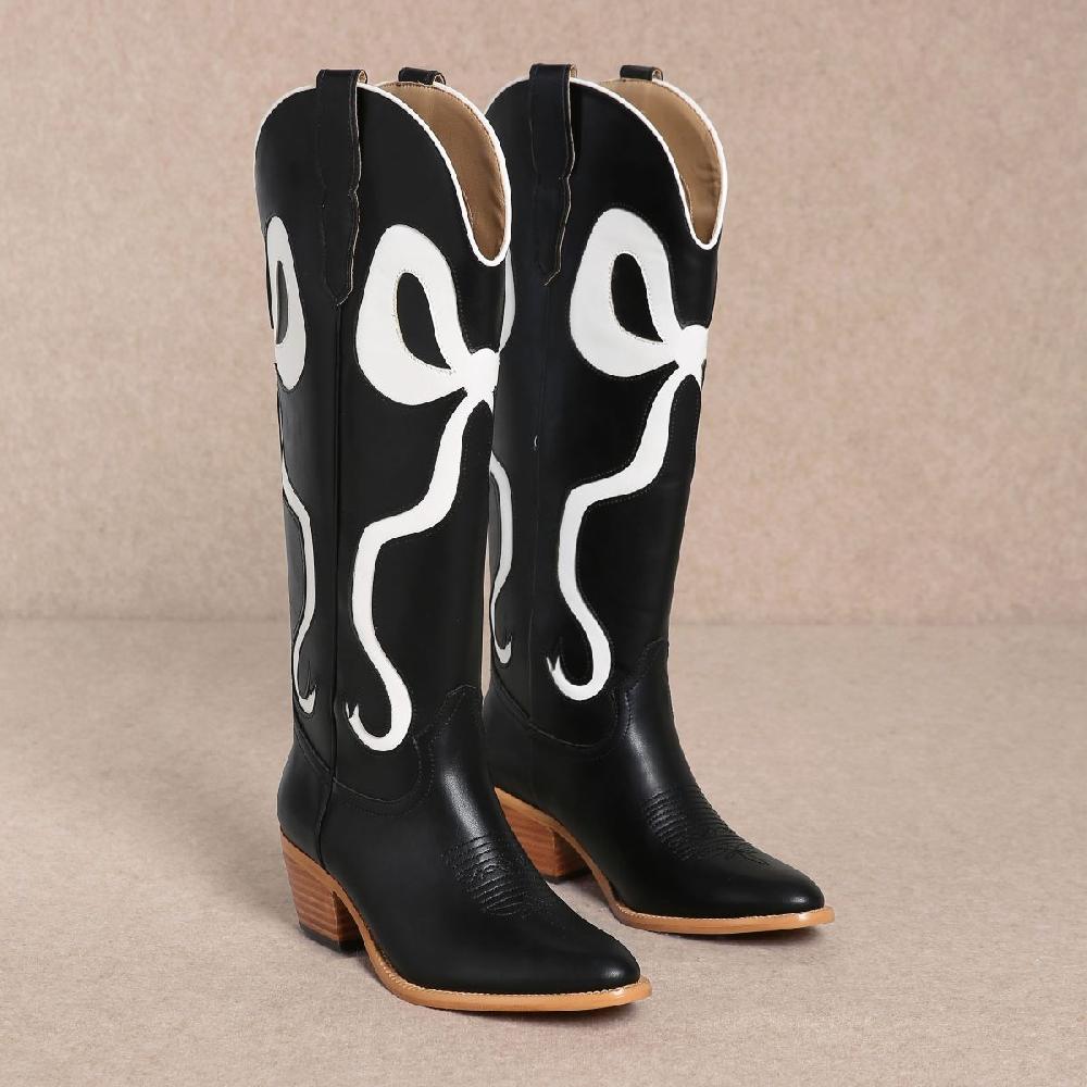 Le Bos MIIM Black/White Ruby Women's Western Boots RUBY-BLKWHT