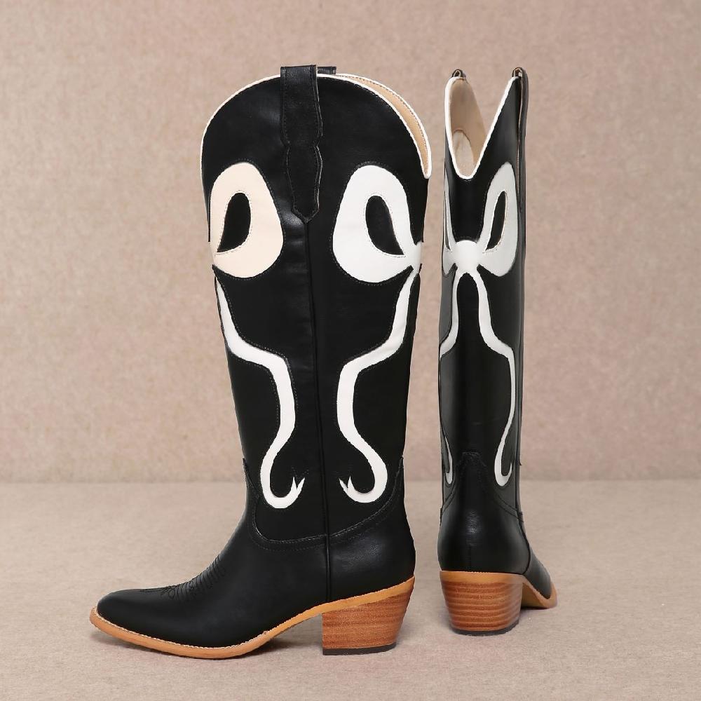 Le Bos MIIM Black/White Ruby Women's Western Boots RUBY-BLKWHT
