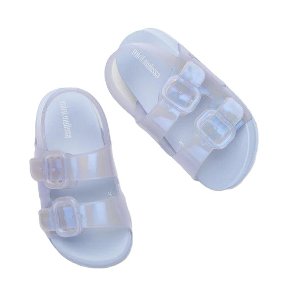 le bos Mini Melissa Blue Glitter Cozy Toddler Sandals 35686-BG169