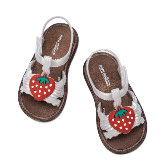 le bos Mini Melissa Pearly White Strawberry Hip Toddler Sandals 35957-BD753