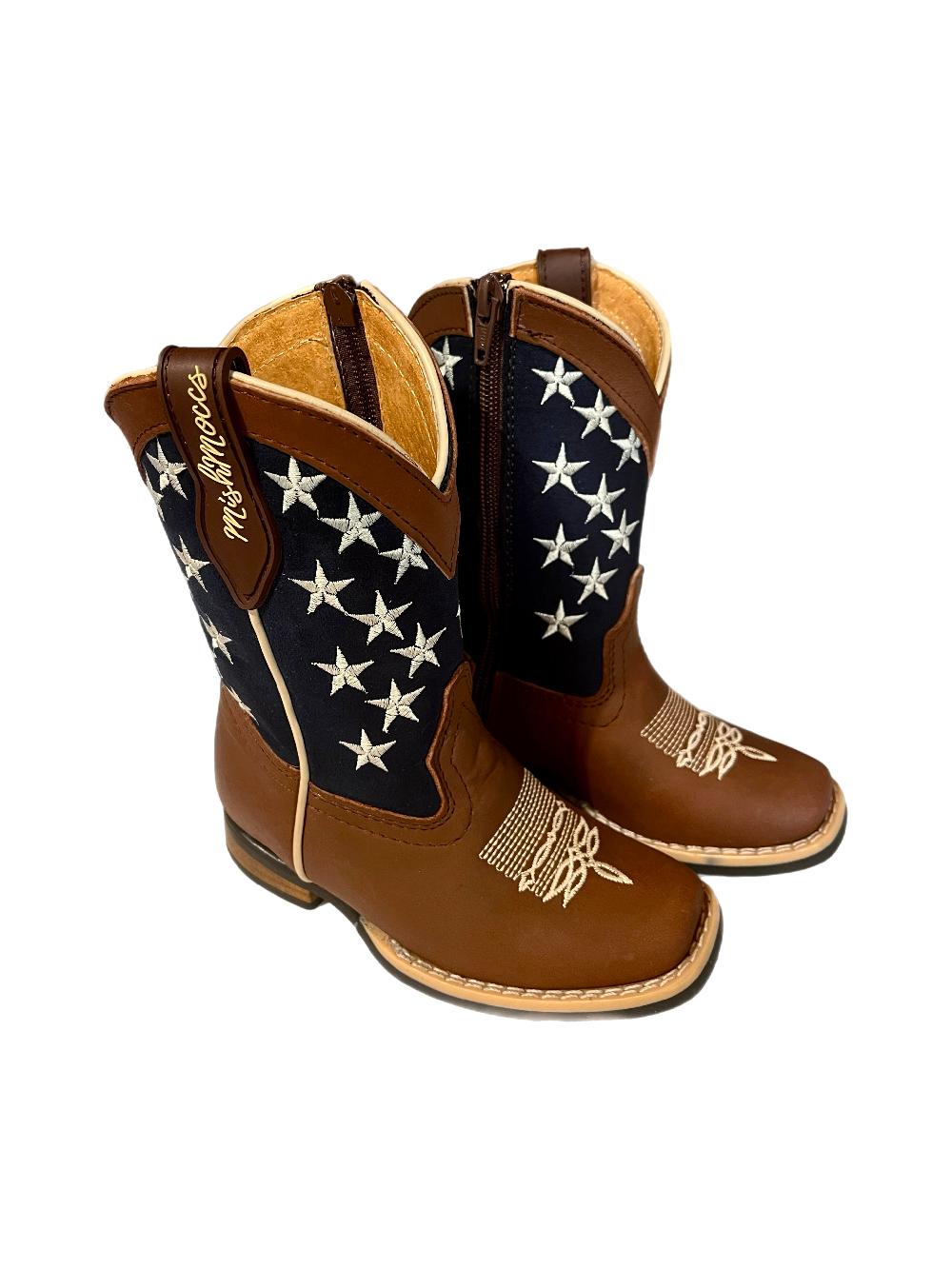 Le Bos Mishmoccs American Stars Little Kids Wide Square Toe Western Boots AMERICANSTARS