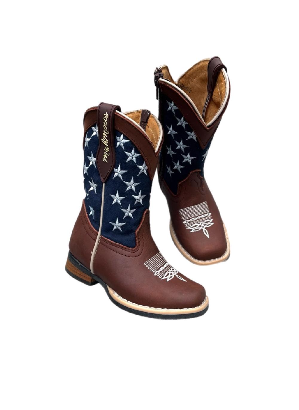le bos Mishmoccs American Stars Little Kids Wide Square Toe Western Boots AMERICANSTARS