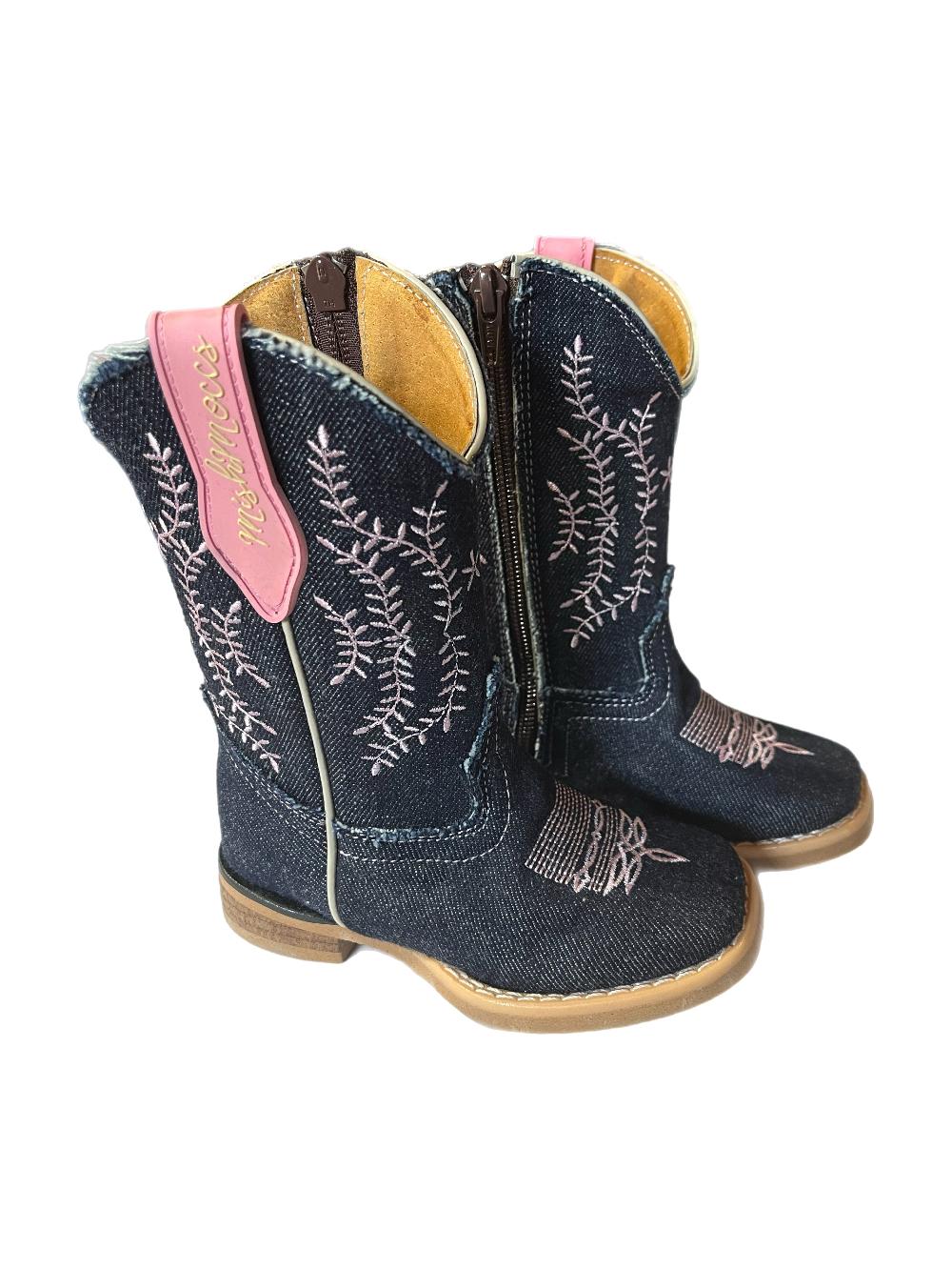 le bos Mishmoccs Dark Blue Sophie Denim Square Toe Little Kids Boots SOPHIEBOOT