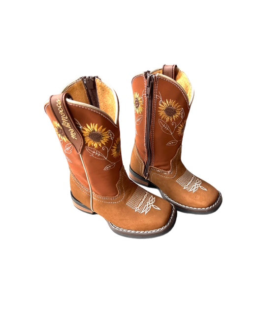 Le Bos Mishmoccs Sunflower Little Kid Wide Square Toe Boots SUNFLOWERBOOT