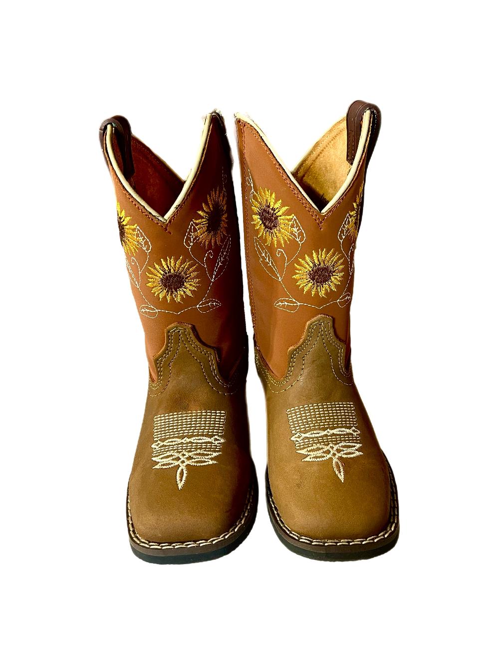 Le Bos Mishmoccs Sunflower Little Kid Wide Square Toe Boots SUNFLOWERBOOT