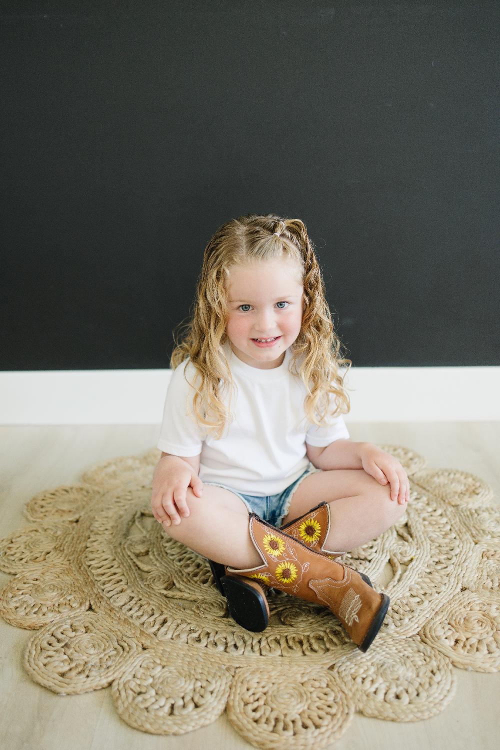 Le Bos Mishmoccs Sunflower Little Kid Wide Square Toe Boots SUNFLOWERBOOT