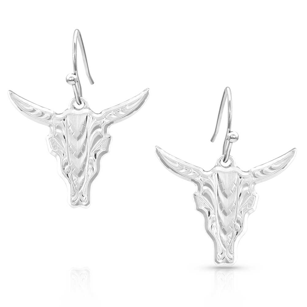 le bos Montana Silversmiths Chiseled Steer Head Earrings ER5397