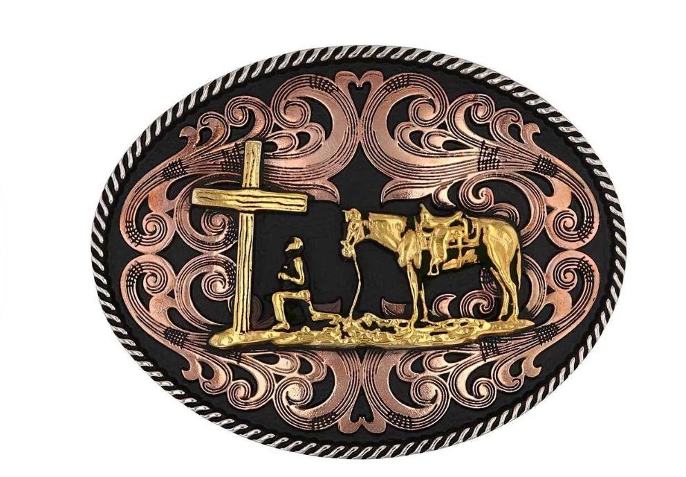le bos Montana Silversmiths Christian Cowboy Attitude Buckle A1005