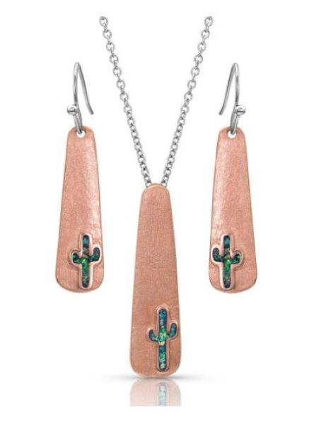 le bos Montana Silversmiths Desert Sun Opal Cactus Jewelry Set JS4370