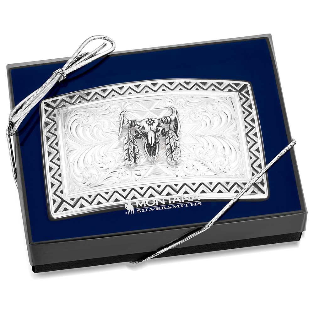 Le Bos Montana Silversmiths Four Winds Buckle With Buffalo Skull 54210-447M
