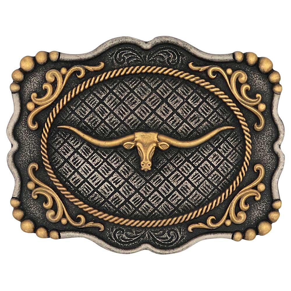 le bos Montana Silversmiths Framed Longhorn Attitude Buckle A1003P