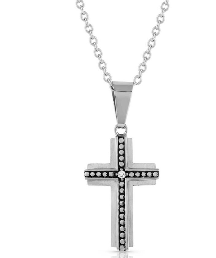 le bos Montana Silversmiths Ingrained In Faith Cross Necklace NC3427