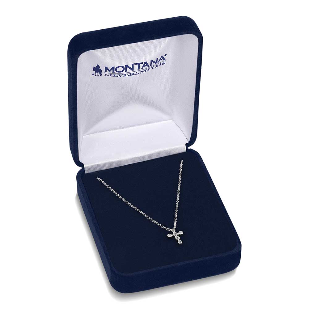 Le Bos Montana Silversmiths Simple Belief Crystal Cross Necklace NC5859