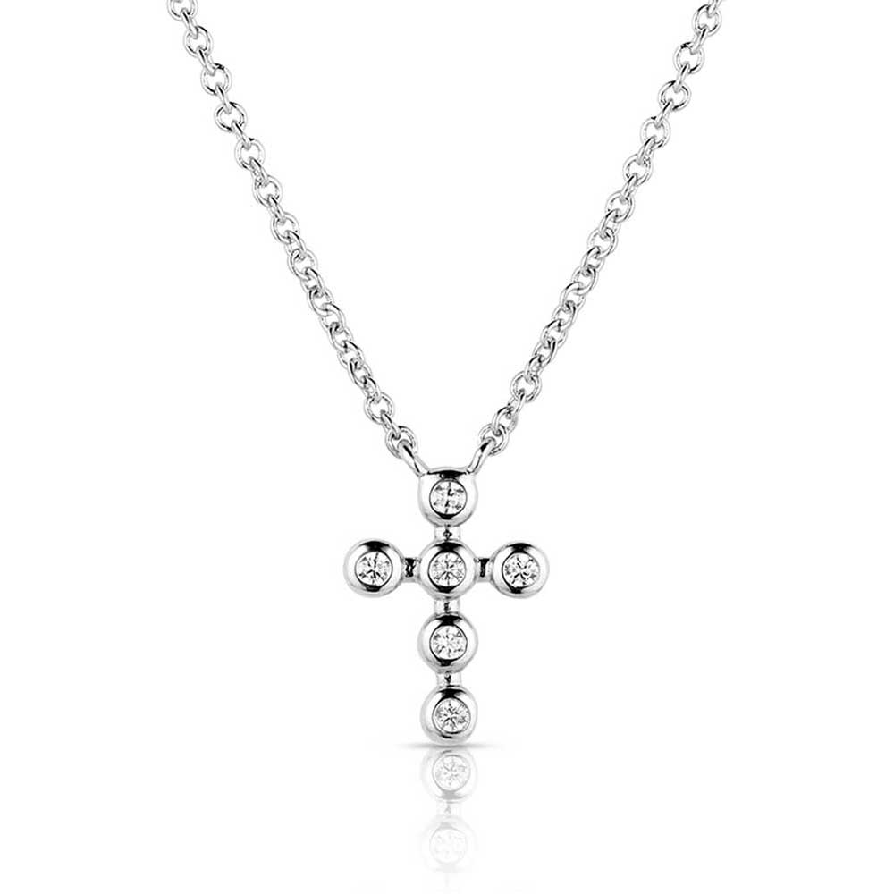le bos Montana Silversmiths Simple Belief Crystal Cross Necklace NC5859