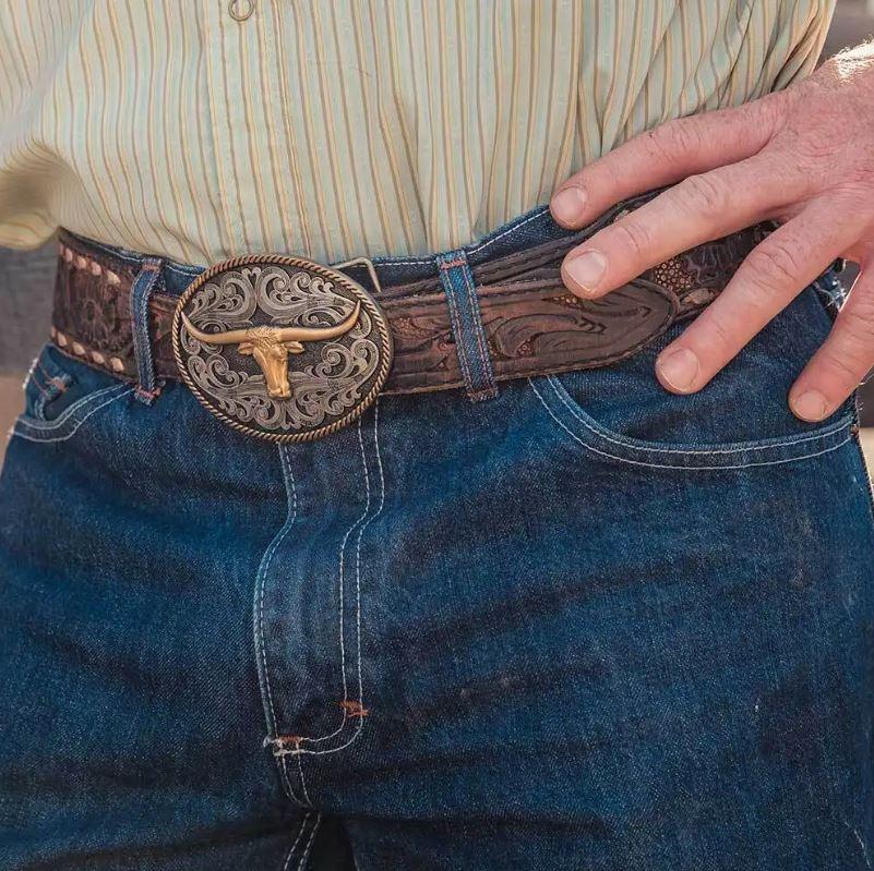 Le Bos Montana Silversmiths Two-Tone Longhorn Attitude Buckle A1015P