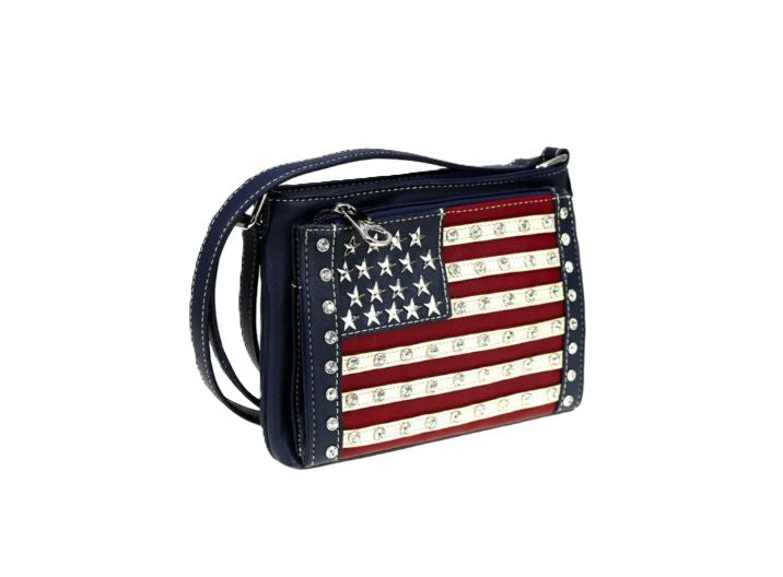 Le Bos Montana West Navy American Pride Organizer Crossbody Bag US04-8362NY