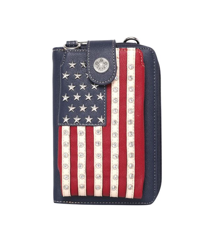 le bos Montana West Navy American Pride Phone Case Crossbody Wallet US04-183NY