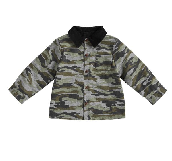 le bos Mud Pie Camo Boys Shacket with Corduroy Collar 11080099