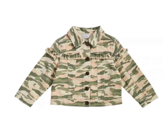le bos Mud Pie Camo Toddler Girl Canvas Ruffle Jacket 11080104