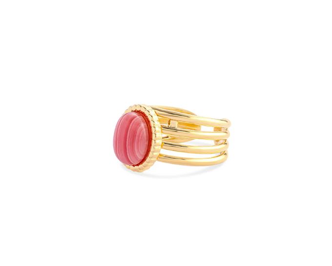 Le Bos Myra Bag 'Eight Band Ring In Golden And Red' (4 Bands On Each Side Of The Stone) S-11480