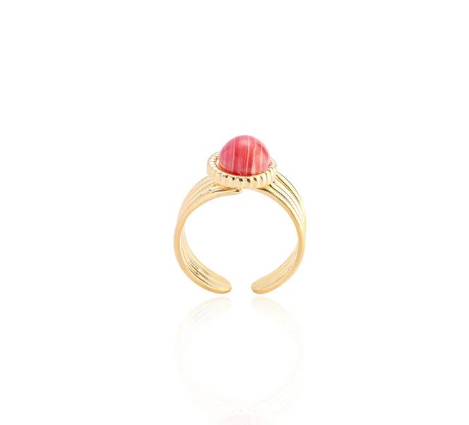 Le Bos Myra Bag 'Eight Band Ring In Golden And Red' (4 Bands On Each Side Of The Stone) S-11480
