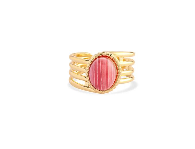 le bos Myra Bag 'Eight Band Ring in Golden and Red' (4 bands on each side of the stone) S-11480