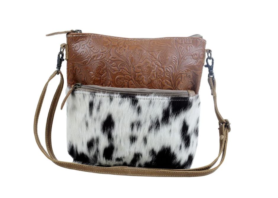 Le Bos Myra Bag Hairon/Engraved Leather Crossbody Bag S-2877