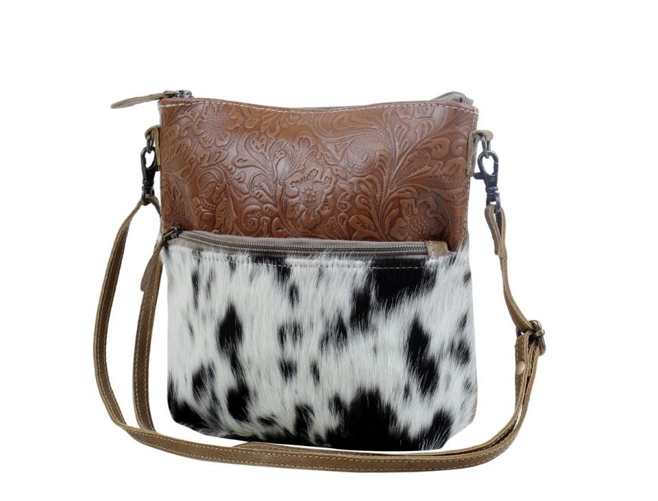 le bos Myra Bag Hairon/Engraved Leather Crossbody Bag S-2877