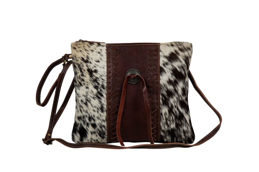 le bos Myra Bag Rosalinda Cross Stitched Leather and Hairon Bag S-7370