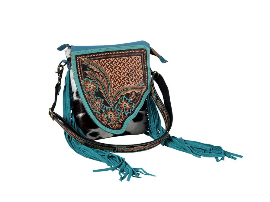 Le Bos Myra Bag Turquoise And Hairon Leather Braynette Prairie Concealed-Carry Bag S-8459