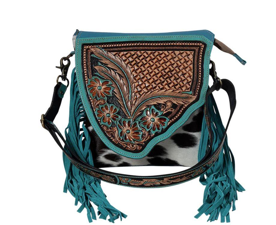 le bos Myra Bag Turquoise and Hairon Leather Braynette Prairie Concealed-Carry Bag S-8459