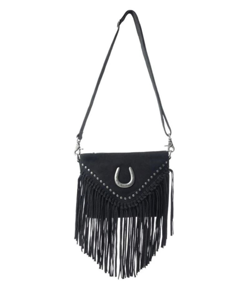 le bos Myra Black 'Stallion's Luck' Leather Crossbody Bag S-12244