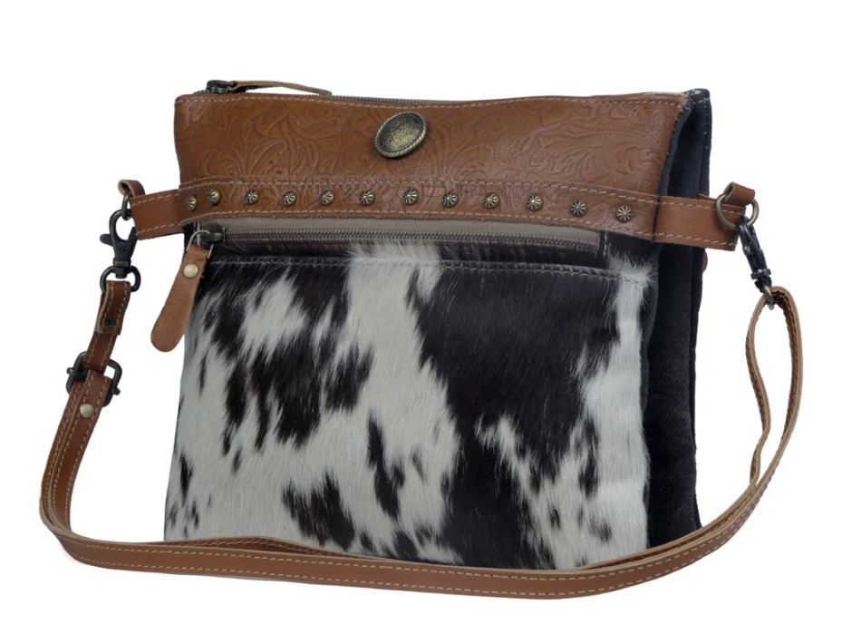 le bos Myra Black/White Remarkable Canvas & Hairon Women's Bag S-3384