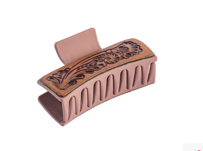 le bos Myra Peach and Brown High Vista Hair Comb Clip S-12064-PB