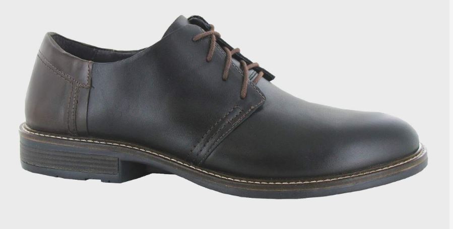 le bos Naot Black Raven Lether/Walnut Leather Chief Mens Dress Shoes 80024-NKO