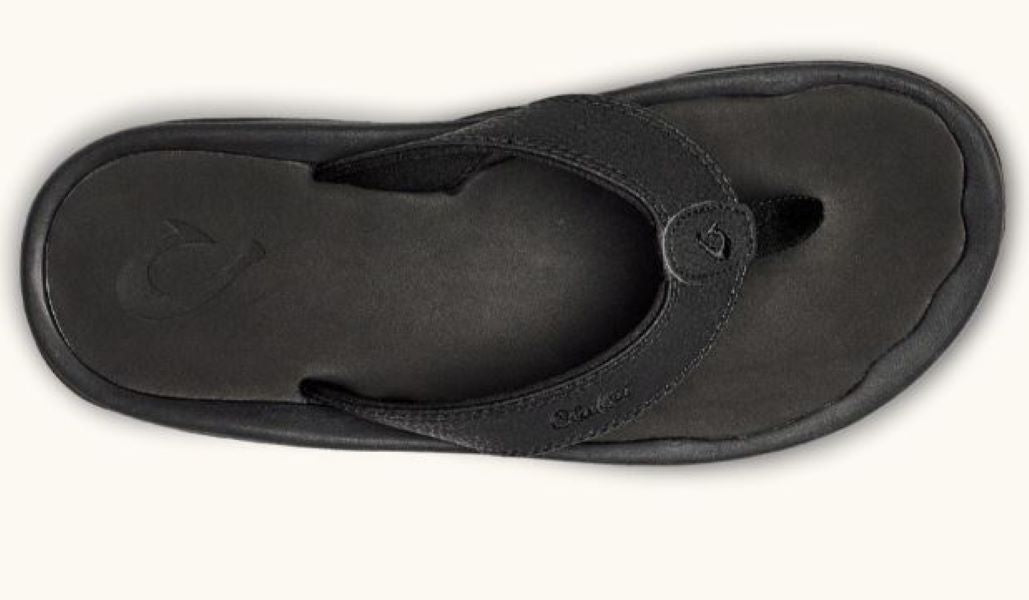 Le Bos Olukai Black Ohana Mens Beach Sandals 10110-4040