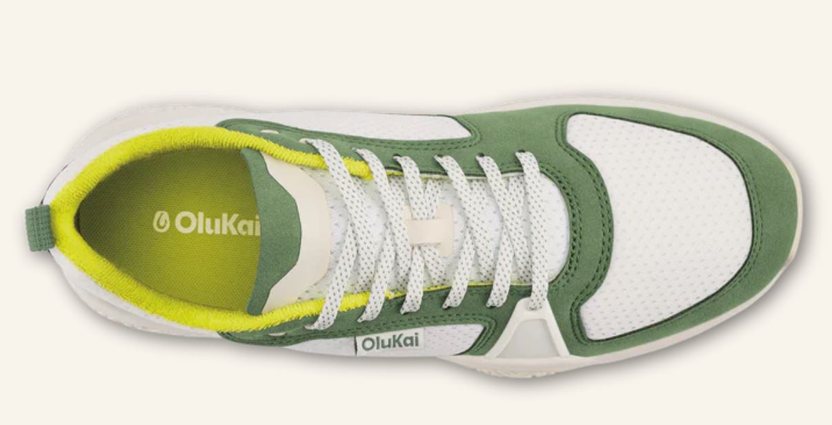 Le Bos Olukai Bright White/Leaf 'Anau Men's Pickleball Shoes 10545-WBSE