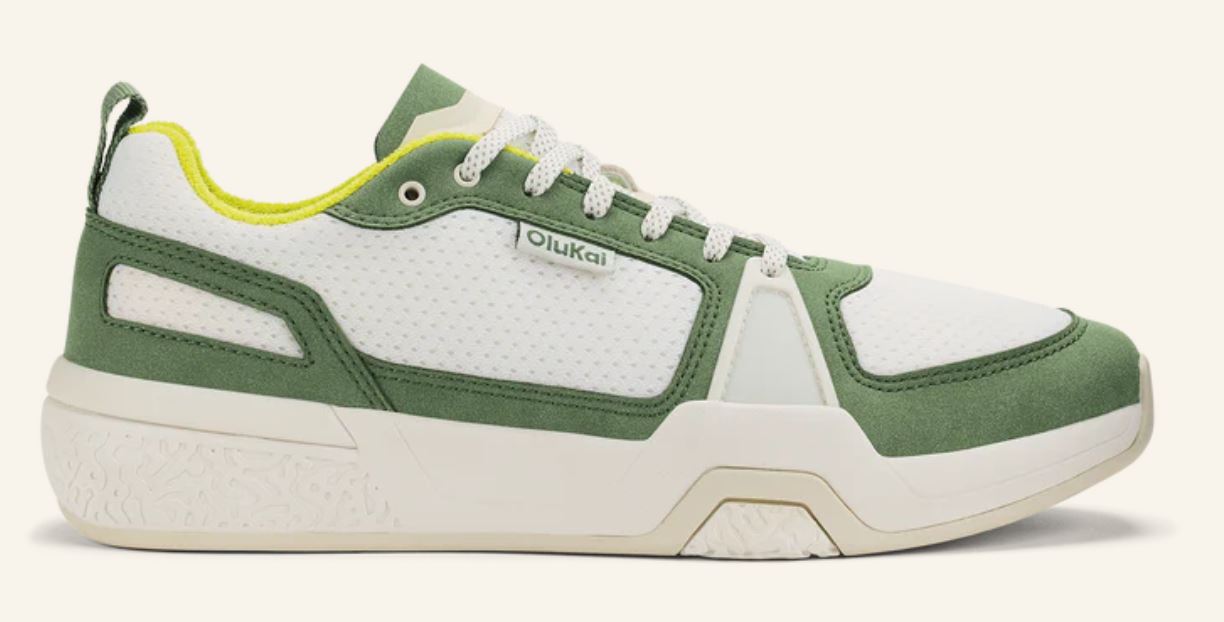 le bos Olukai Bright White/Leaf 'Anau Men's Pickleball Shoes 10545-WBSE