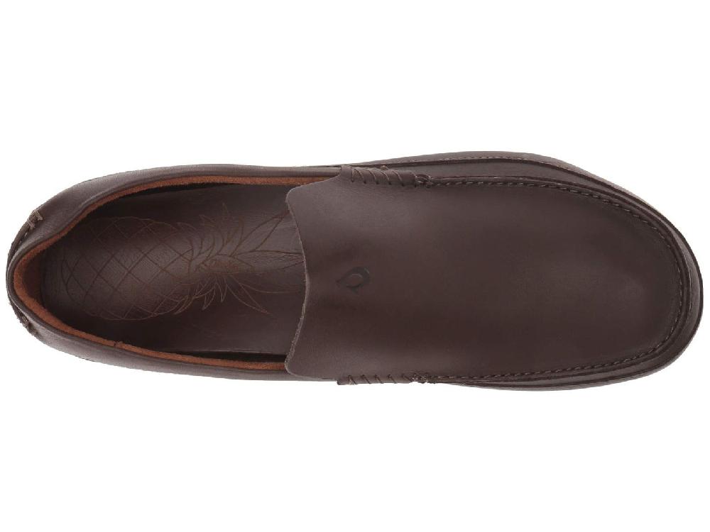 Le Bos Olukai Dark Brown Kulana Mens Leather Mens Comfort Shoes 10380-6363