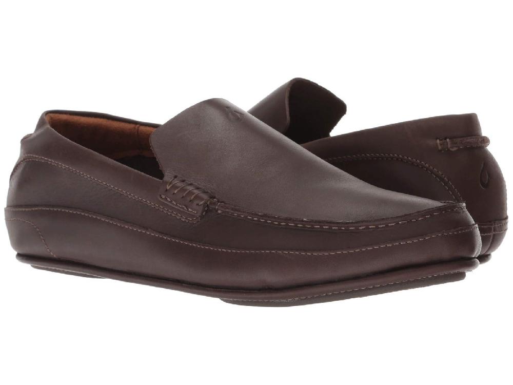 le bos Olukai Dark Brown Kulana Mens Leather Mens Comfort Shoes 10380-6363